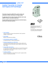 Thumbnail of document Data Sheet - IsoPAQ-131P Isolation Transmitter